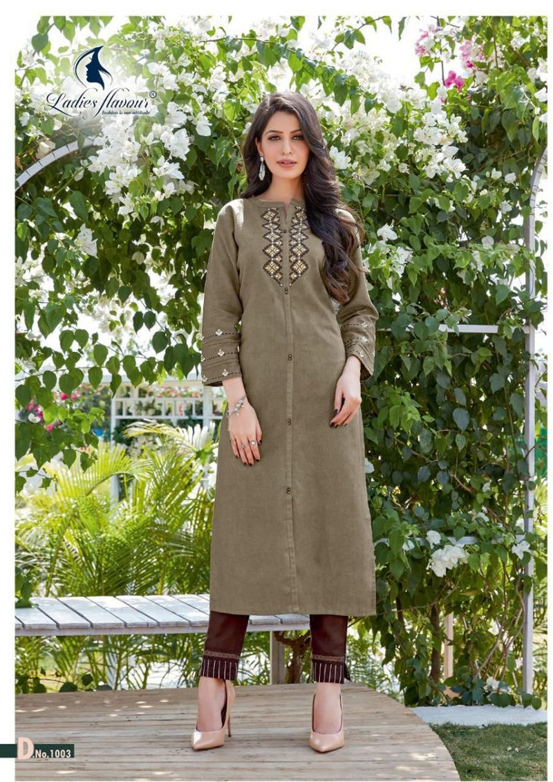 Ladies Flavour Belliza Cotton Fancy Stylish Party Wear Kurtis With Bottom