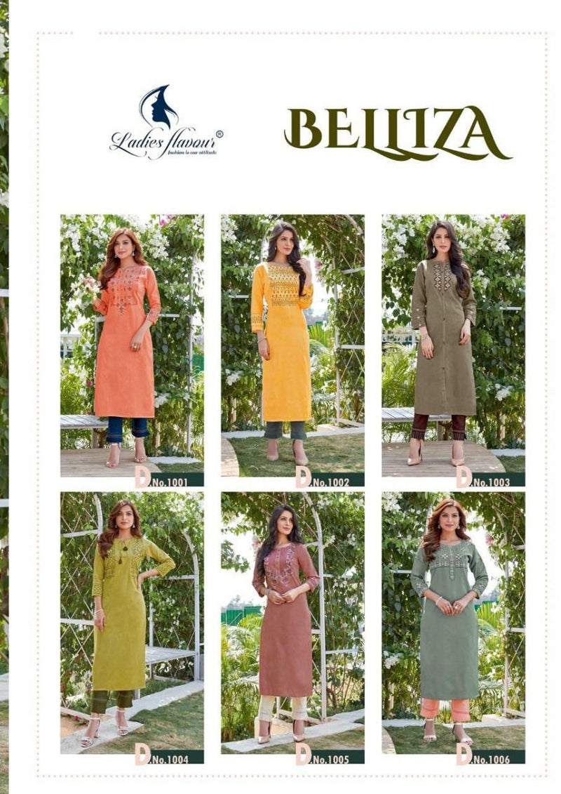 Ladies Flavour Belliza Cotton Fancy Stylish Party Wear Kurtis With Bottom