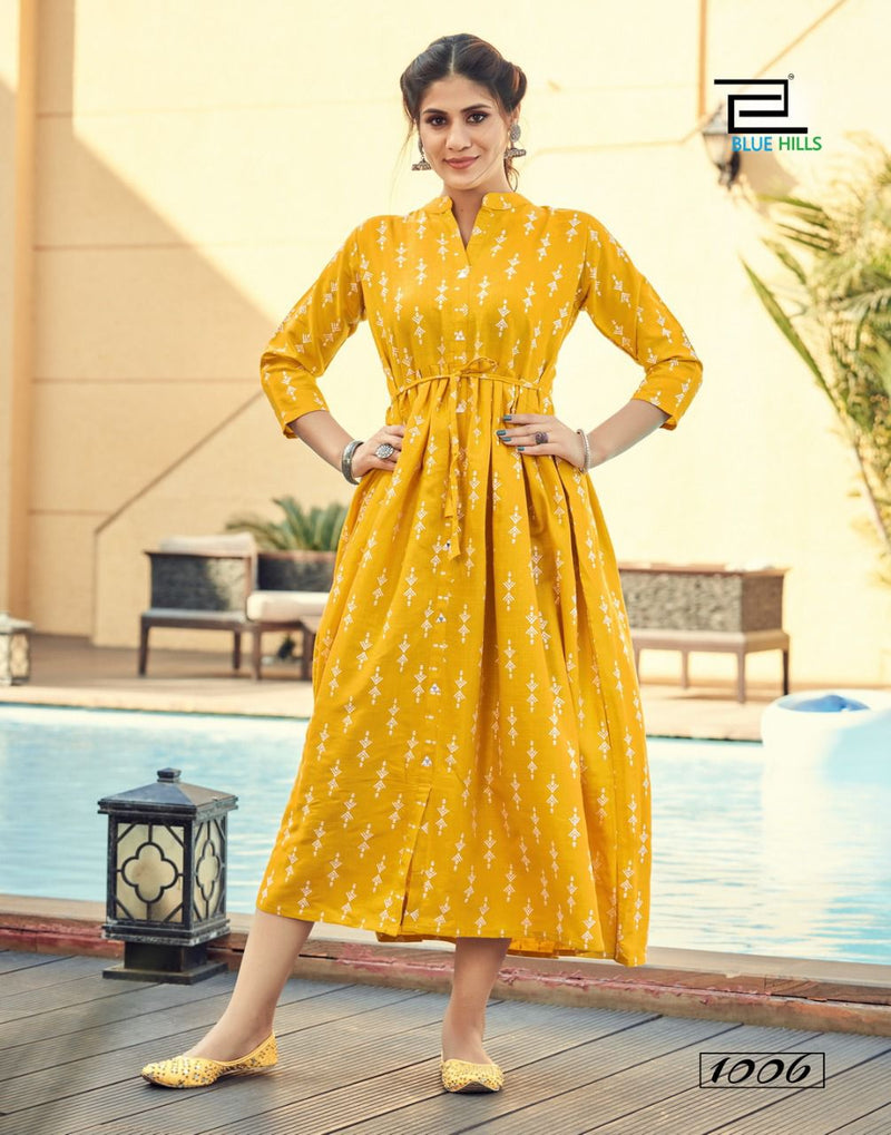 Printed Long Gown Style Kurti at Rs 750 | Long Kurti in Surat | ID:  24833658188