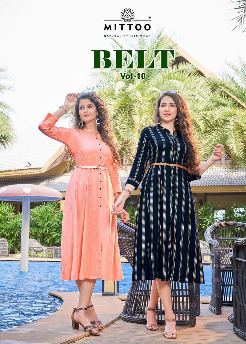 Mitto Belt Dno 1118 To 1123 Rayon With Embroidery Stylish Designer Casual Look Party wear Kurti