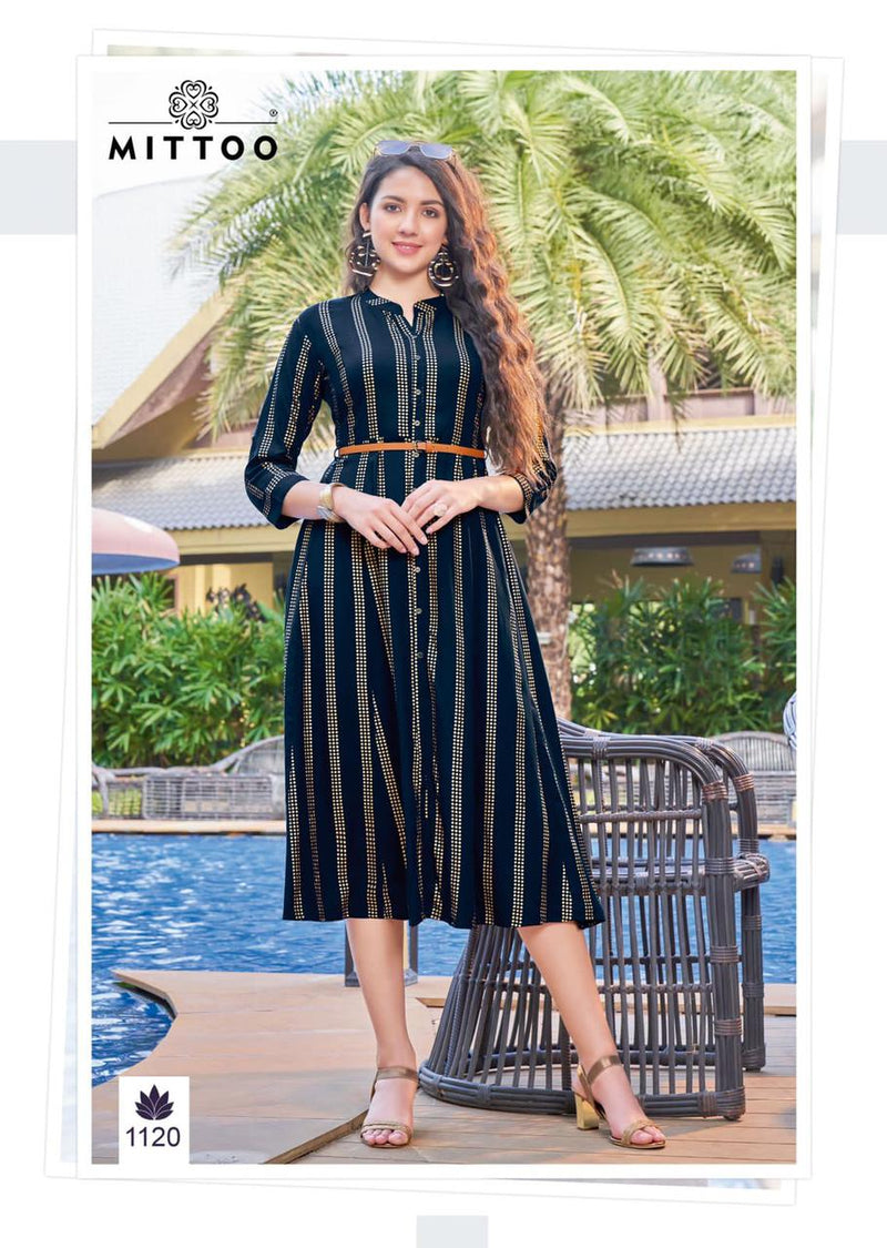 Mitto Belt Dno 1118 To 1123 Rayon With Embroidery Stylish Designer Casual Look Party wear Kurti