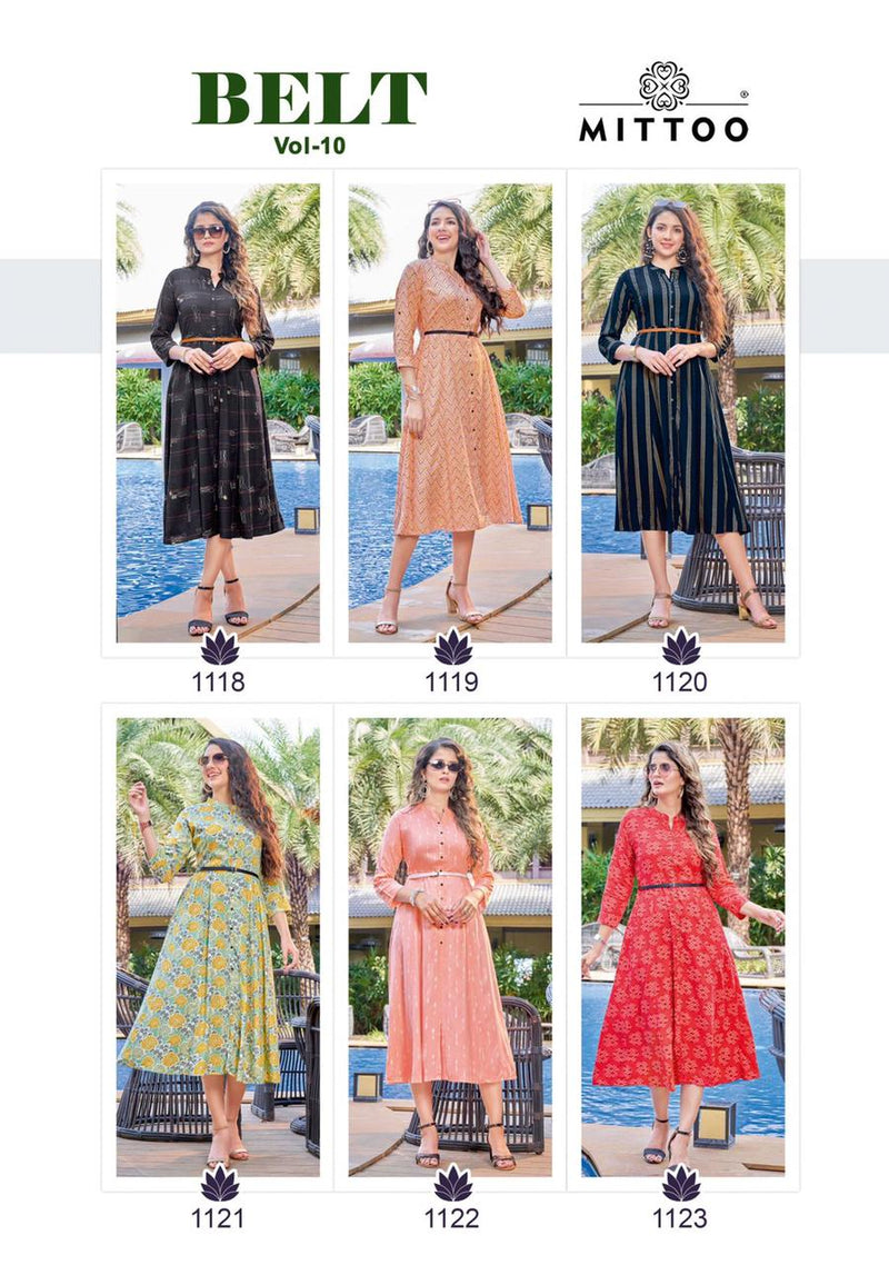Mitto Belt Dno 1118 To 1123 Rayon With Embroidery Stylish Designer Casual Look Party wear Kurti