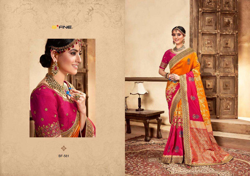 B Fine Mehraab Silk 581-586 Series Heavy Work With Exclusive Wedding Wear Heavy Sarees