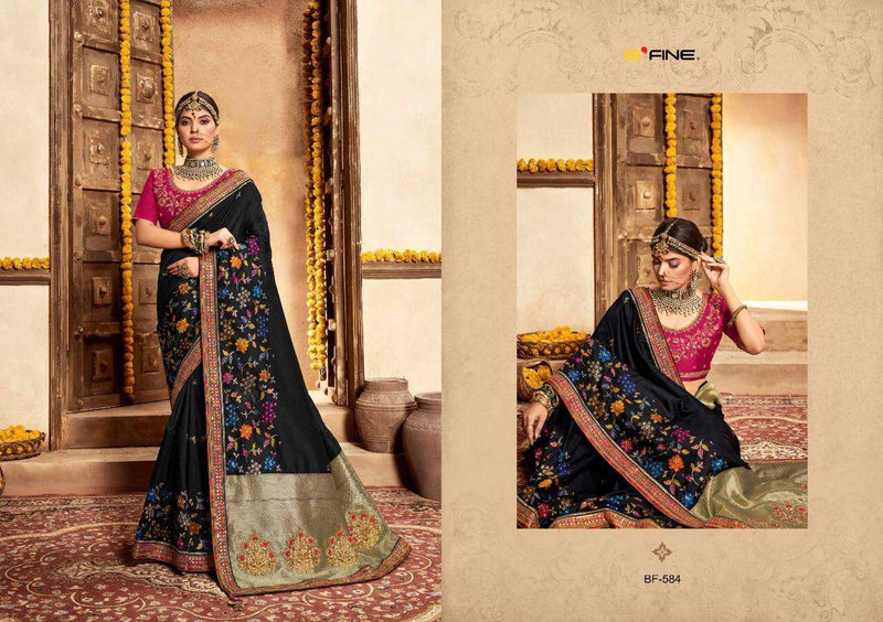 B Fine Mehraab Silk 581-586 Series Heavy Work With Exclusive Wedding Wear Heavy Sarees