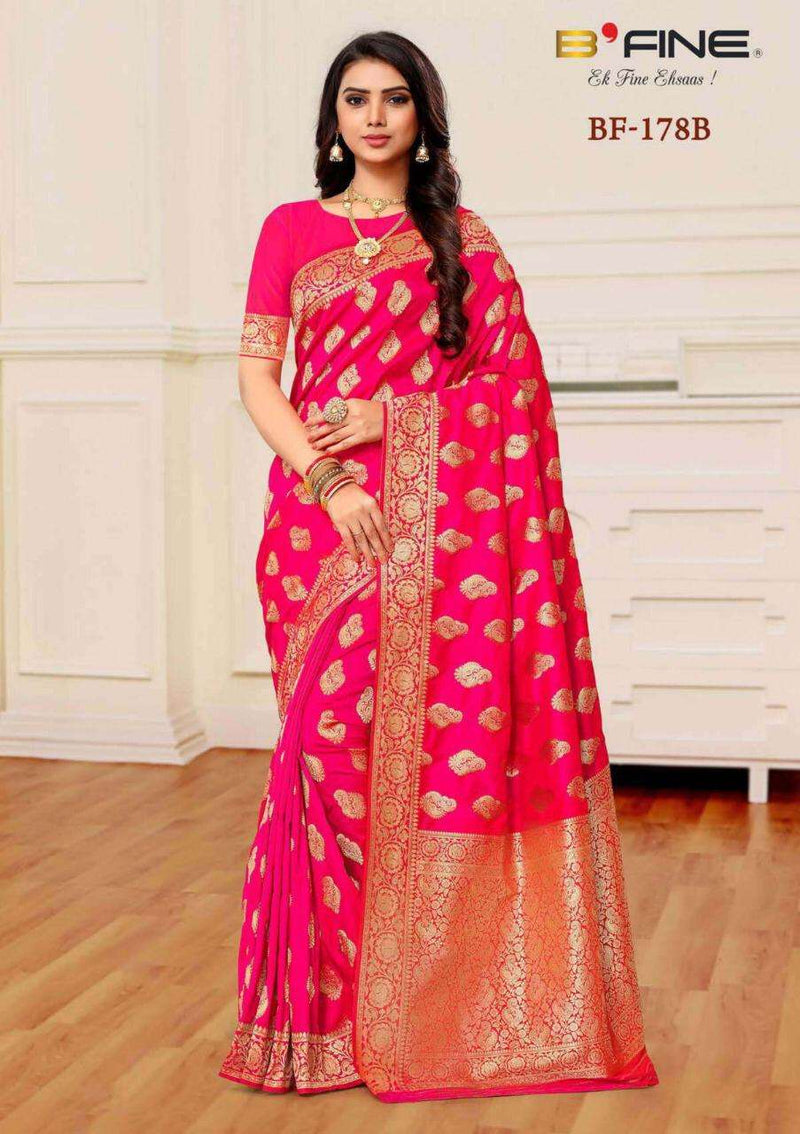 B Fine The Essence Of Banaras Silk Gold Printed Fancy Regular Wear Sarees
