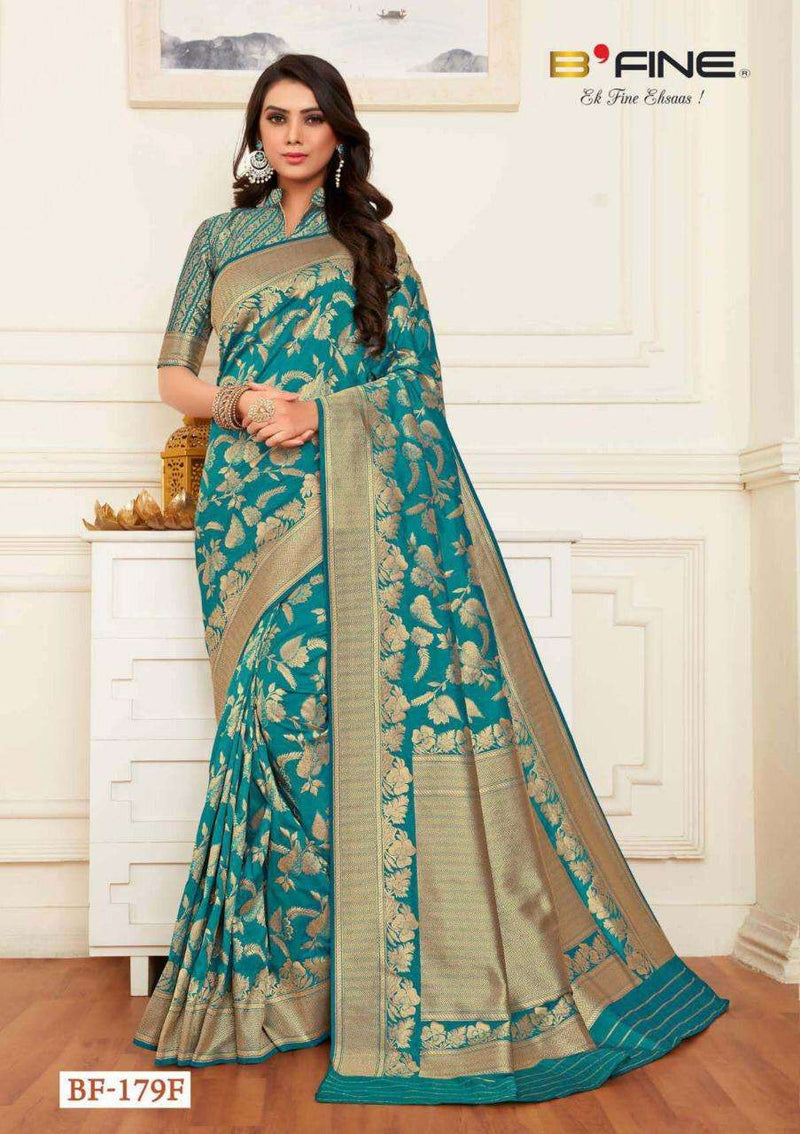 B Fine The Essence Of Banaras Silk Gold Printed Fancy Regular Wear Sarees