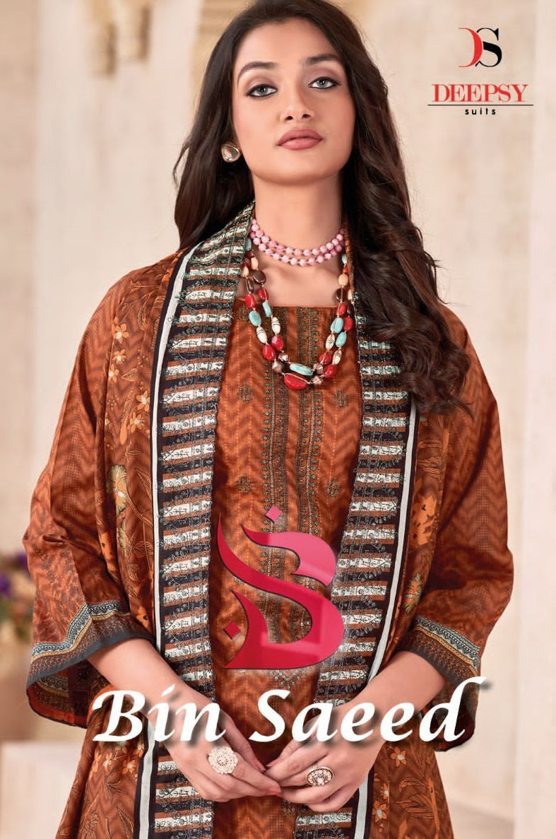 Deepsy Suits Bin Saeed Pure Cotton Self Embroidery Fancy Partywear Designer Salwar Kameez