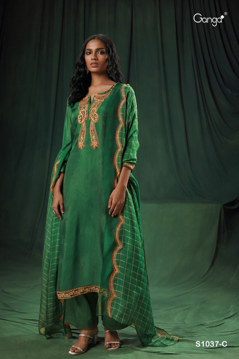 Ganga Binah 1037 Silk With Heavy Beautiful Work Stylish Designer Festive Wear Salwar Kameez
