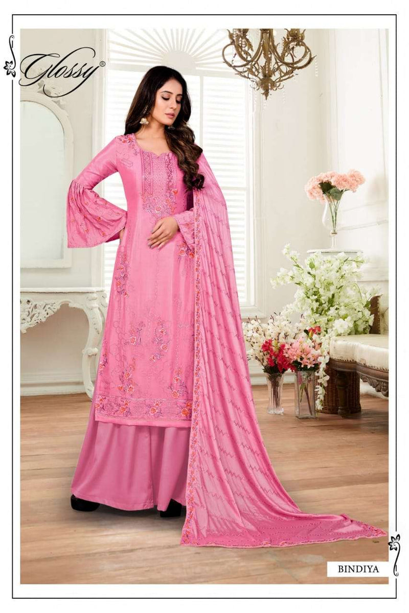 Glossy Bindiya Chinon Chiffon Heavy Party Wear Salwar Kameez With Embroidery & Sequins Work