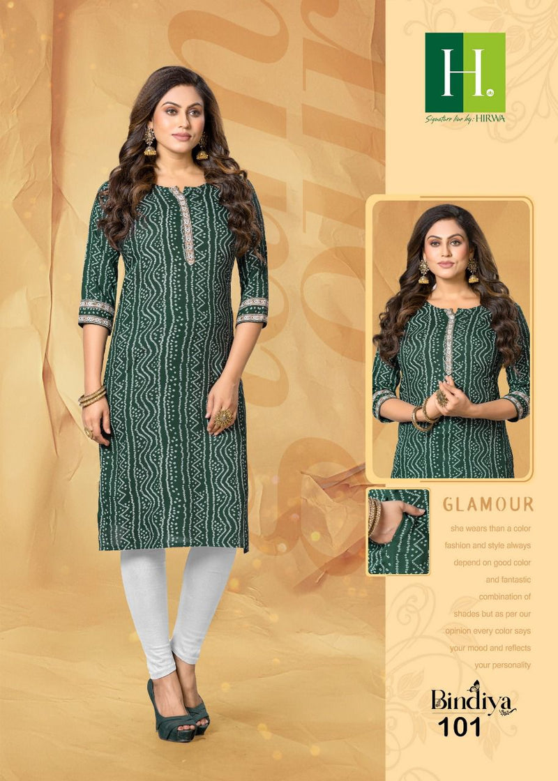 Hirwaa Bindiya Rayon With Tie Patterns Fancy Casual Wear Kurtis