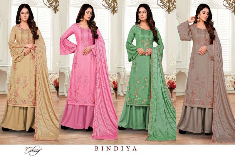 Glossy Bindiya Chinon Chiffon Heavy Party Wear Salwar Kameez With Embroidery & Sequins Work