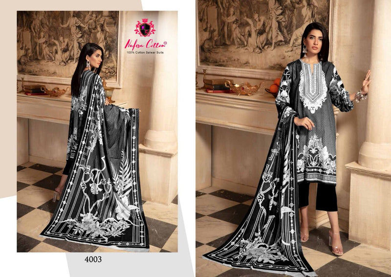 Nafisa Cotton Black & White Karachi Queen Vol 4 Pakistani Style Party Wear Salwar Suits