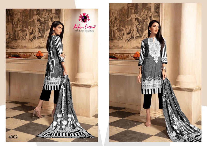 Nafisa Cotton Black & White Karachi Queen Vol 4 Pakistani Style Party Wear Salwar Suits