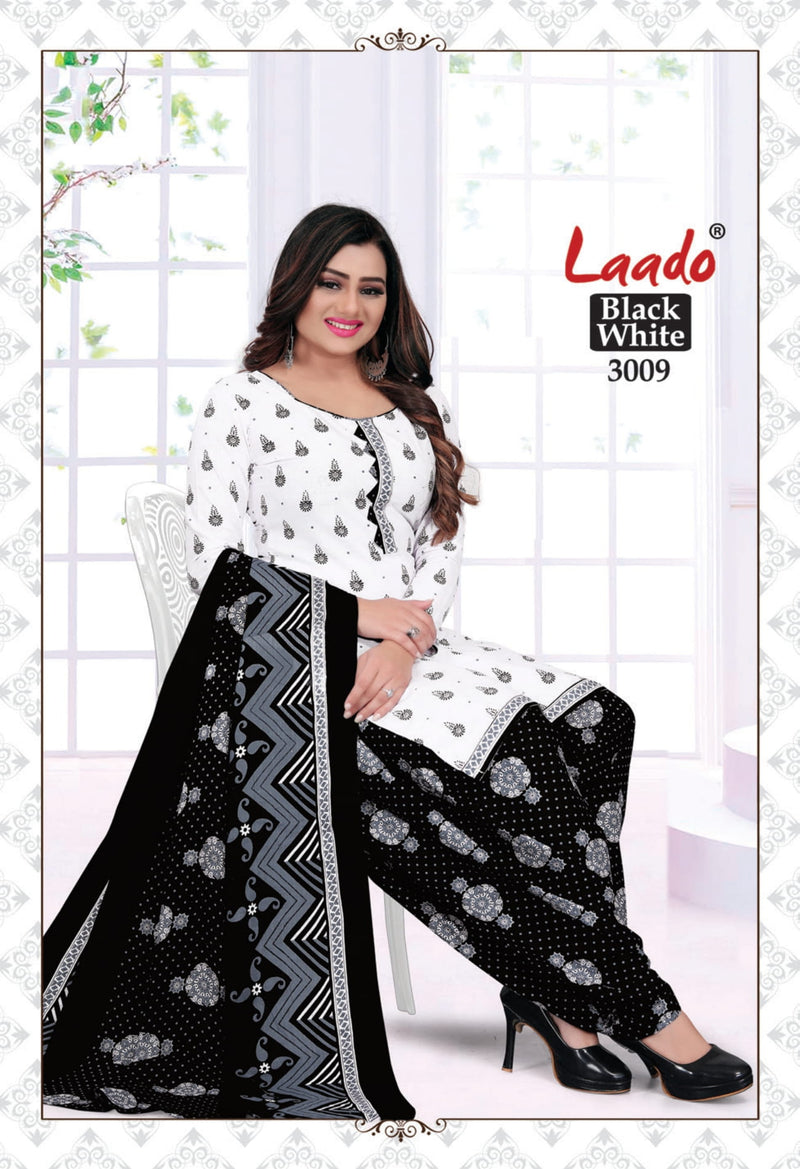 Laado Black & White Special Vol 3 Pure Cotton Patiyala Style Party Wear Salwar Suits