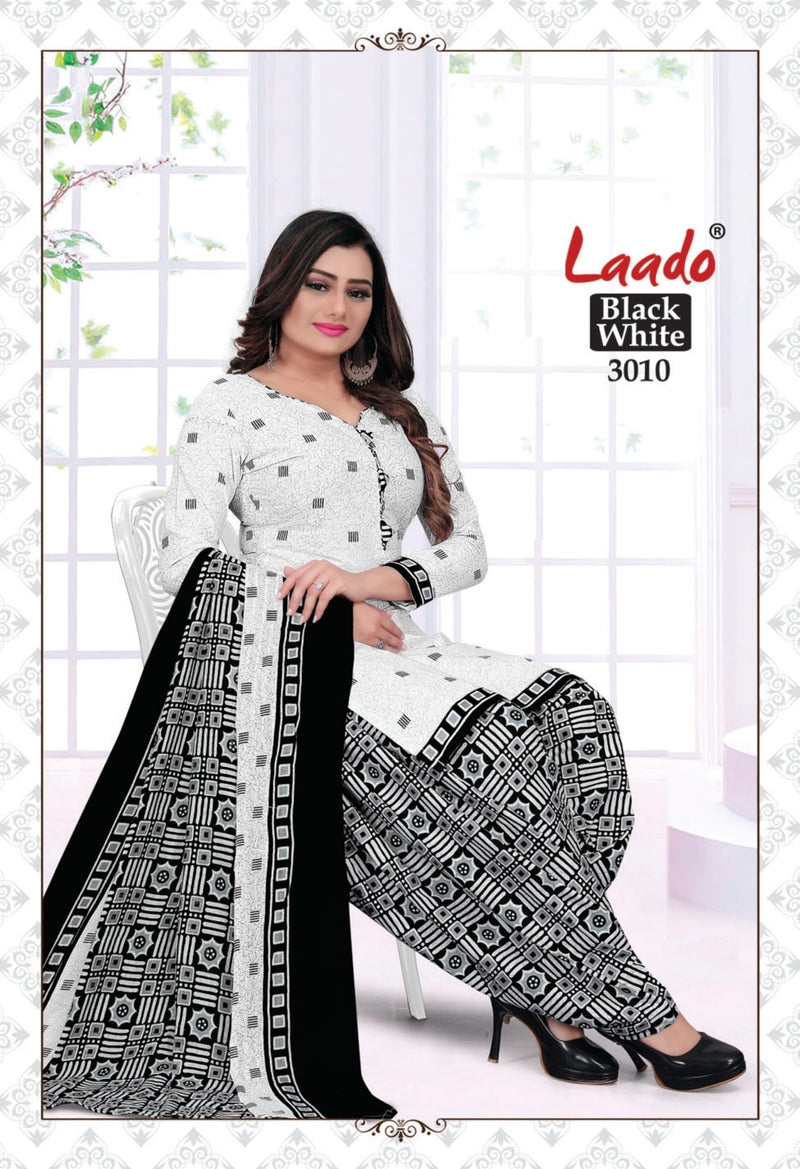 Laado Black & White Special Vol 3 Pure Cotton Patiyala Style Party Wear Salwar Suits