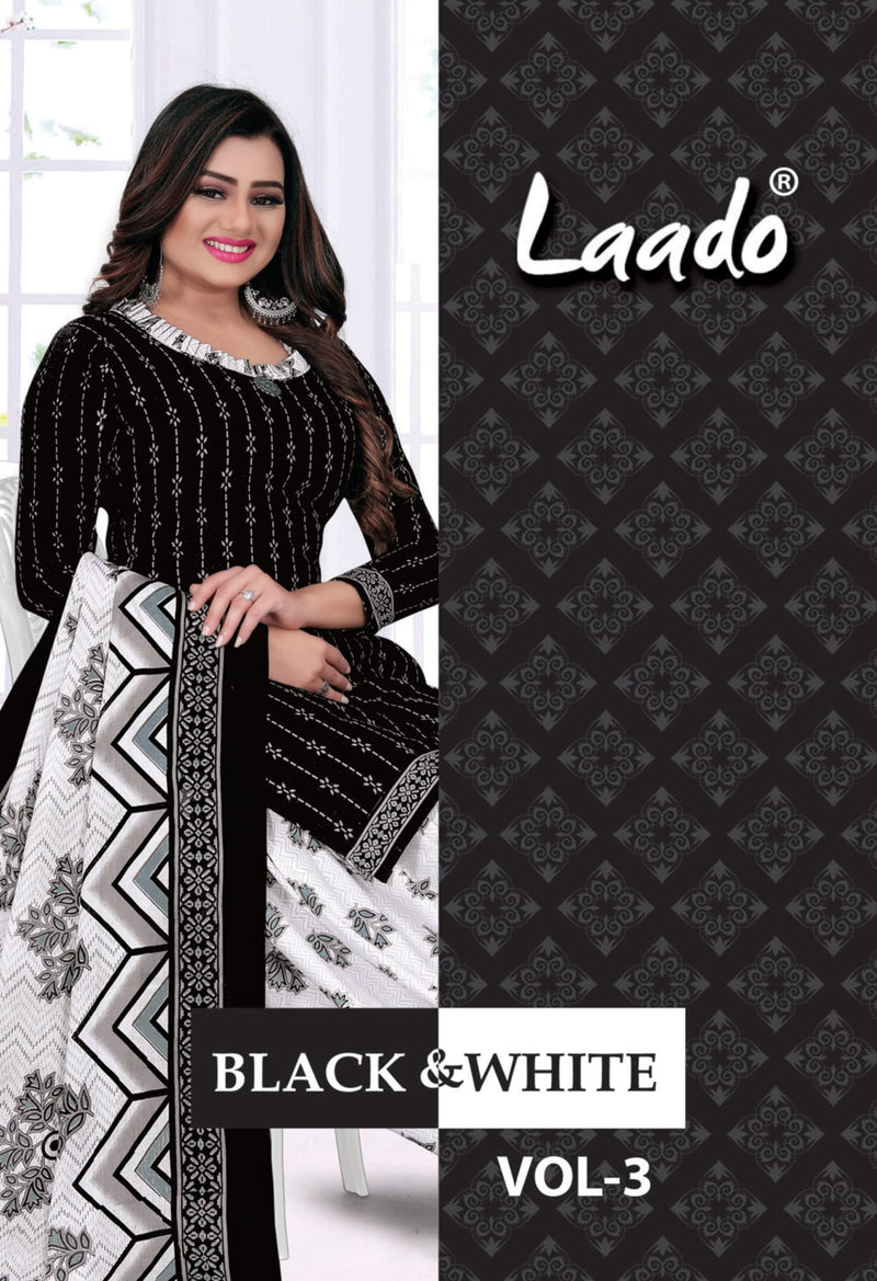 Laado Black & White Special Vol 3 Pure Cotton Patiyala Style Party Wear Salwar Suits