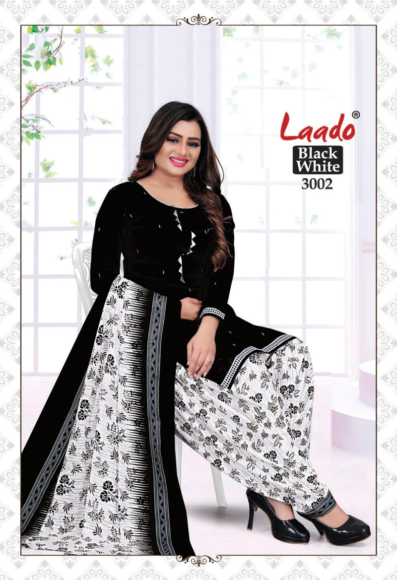 Laado Black & White Special Vol 3 Pure Cotton Patiyala Style Party Wear Salwar Suits