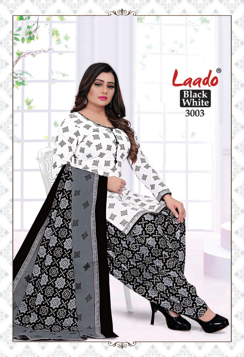 Laado Black & White Special Vol 3 Pure Cotton Patiyala Style Party Wear Salwar Suits