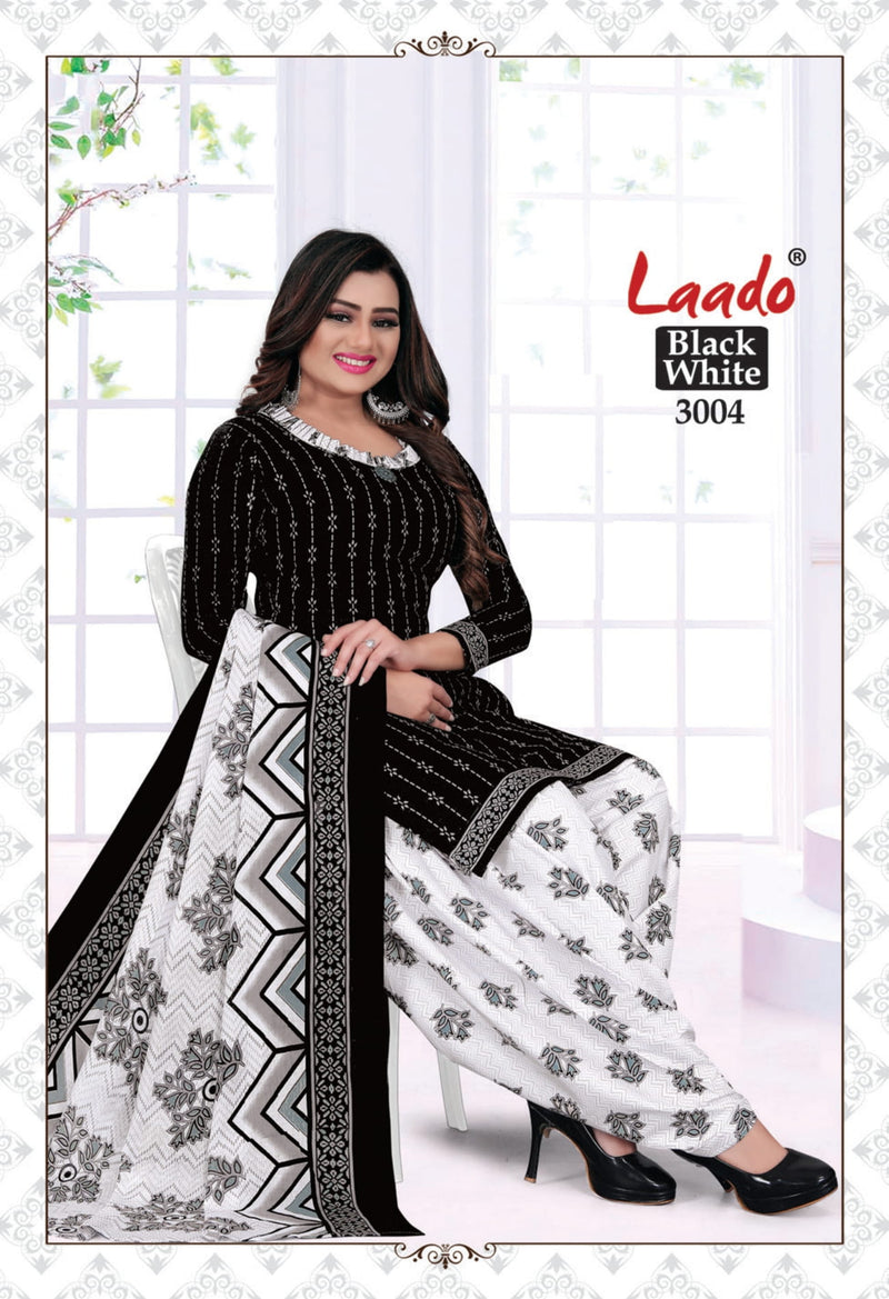 Laado Black & White Special Vol 3 Pure Cotton Patiyala Style Party Wear Salwar Suits