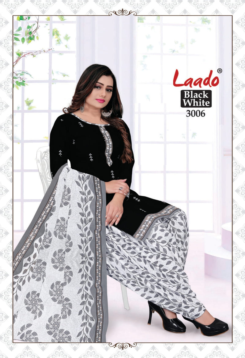 Laado Black & White Special Vol 3 Pure Cotton Patiyala Style Party Wear Salwar Suits