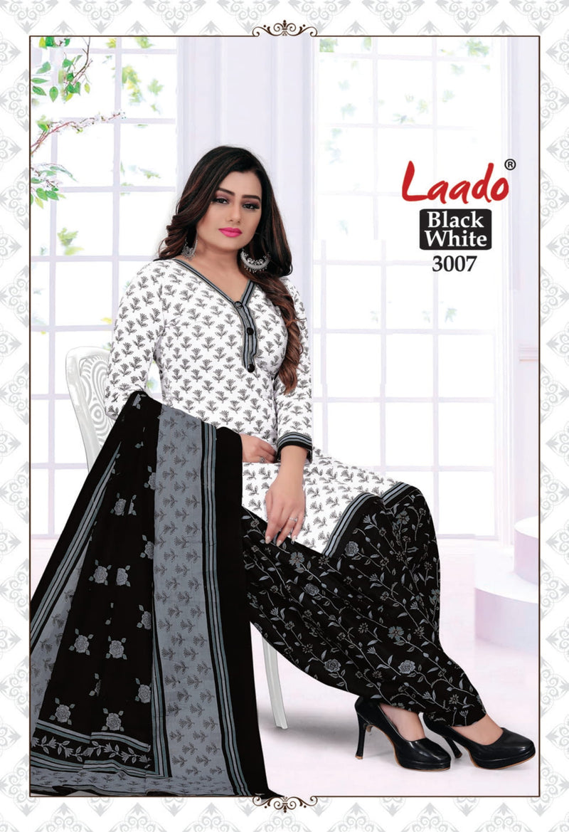 Laado Black & White Special Vol 3 Pure Cotton Patiyala Style Party Wear Salwar Suits