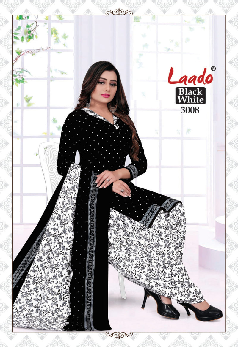 Laado Black & White Special Vol 3 Pure Cotton Patiyala Style Party Wear Salwar Suits