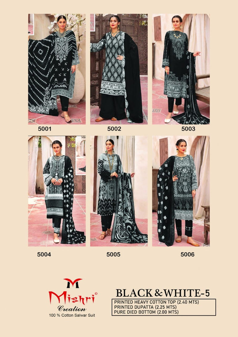 Mishri Creation Black And White Vol 5 Cotton Printed Party Wear Salwar Suits