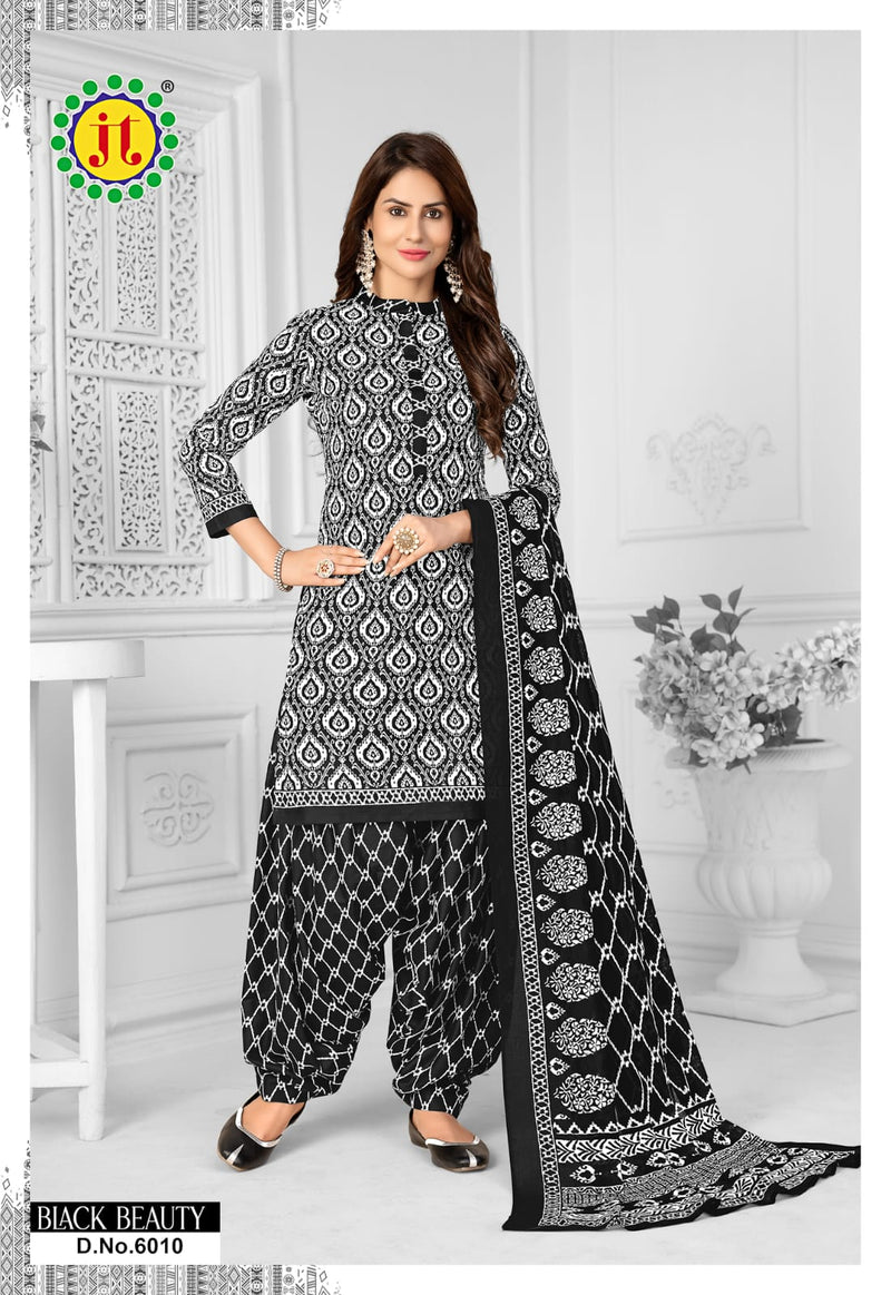 Jt Black Beauty Vol 6 Cotton Patiyala Style Party Wear Salwar Suits