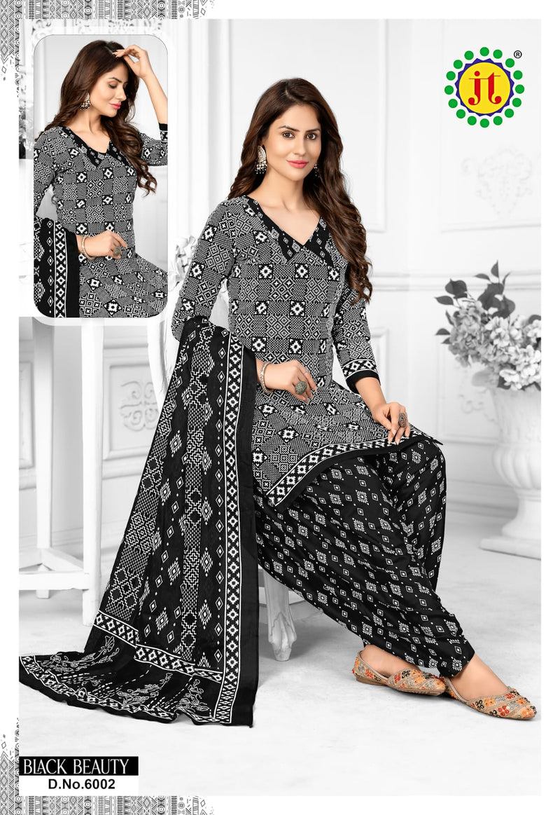 Jt Black Beauty Vol 6 Cotton Patiyala Style Party Wear Salwar Suits