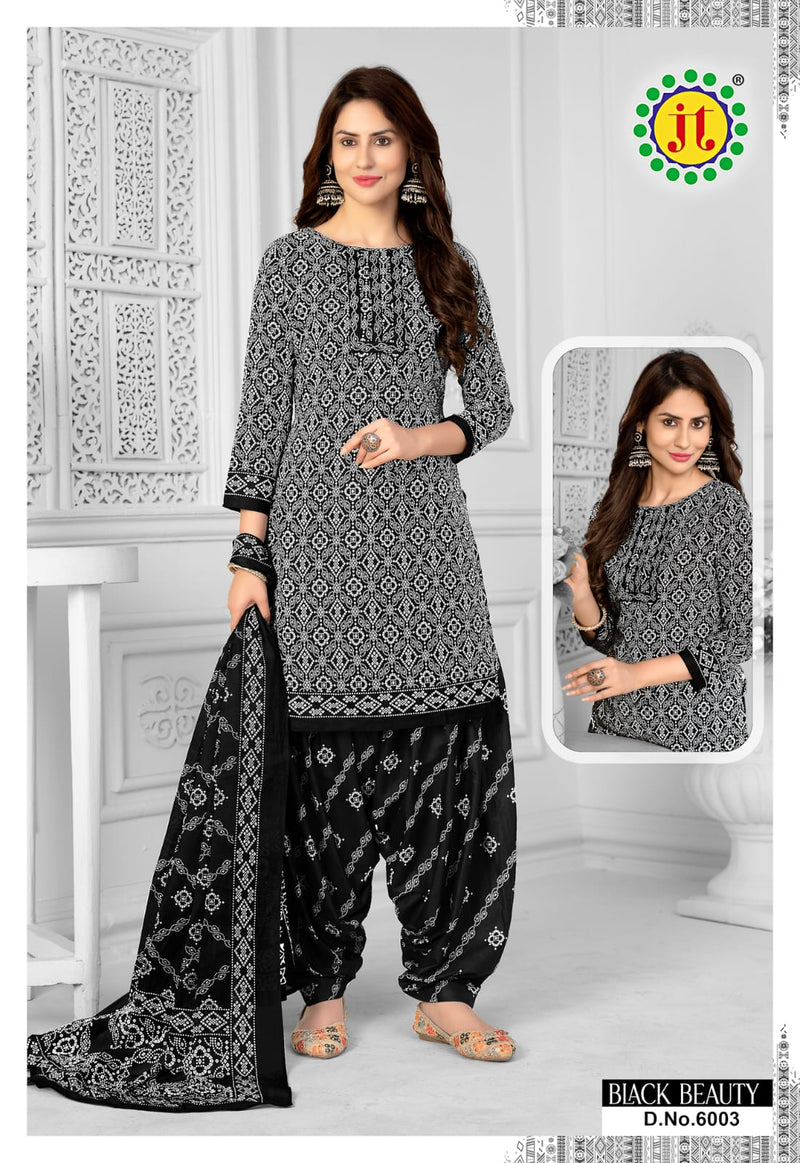 Jt Black Beauty Vol 6 Cotton Patiyala Style Party Wear Salwar Suits