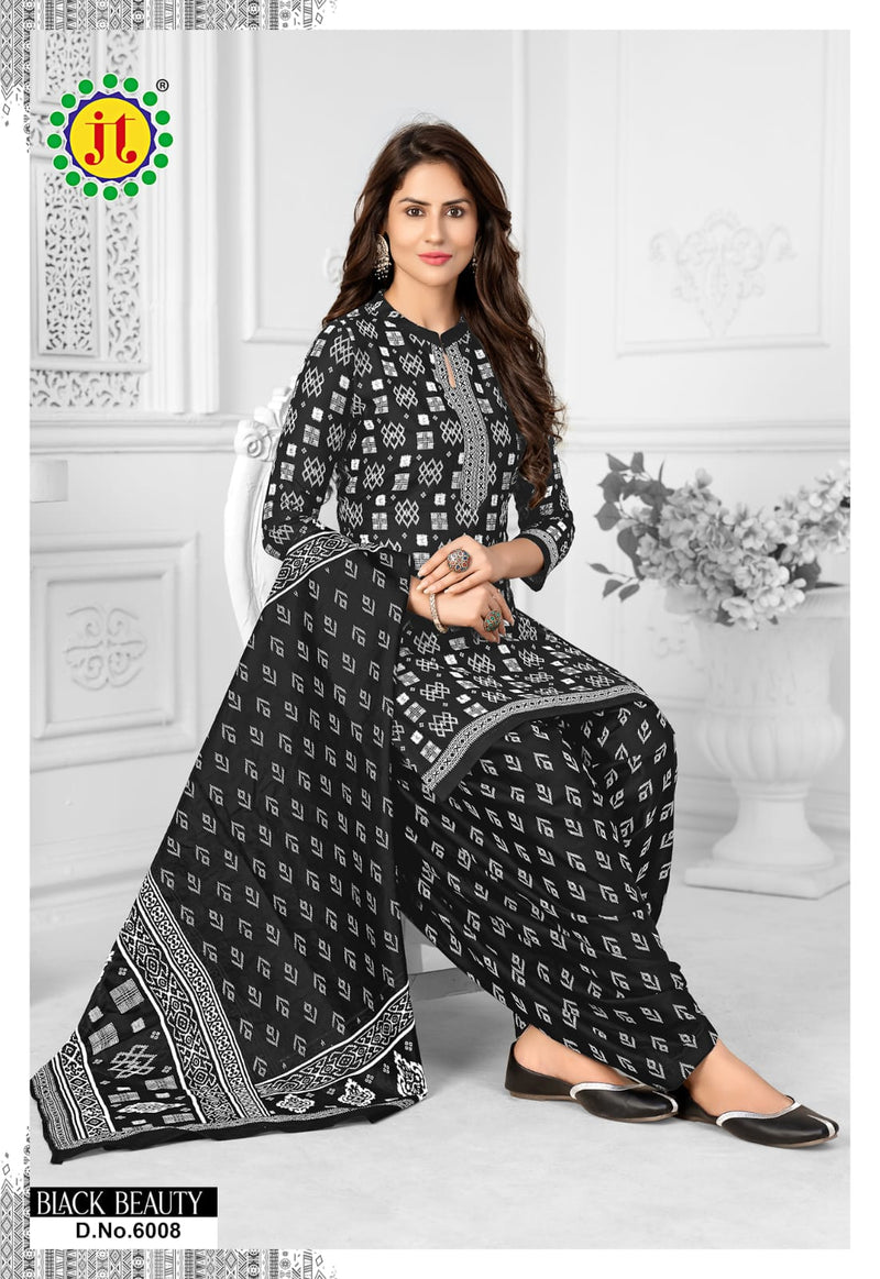 Jt Black Beauty Vol 6 Cotton Patiyala Style Party Wear Salwar Suits