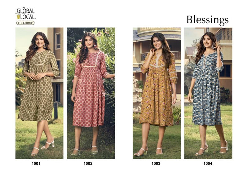 Global Local Blessing Rayon With Heavy Printed Work Stylish Designer Party Wear Fancy Kurti