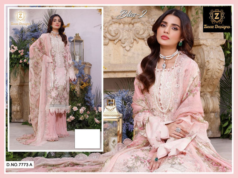 Ziaaz Designs Bliss 2 Muslin Cotton Embroidered Pakistani Style Party Wear Salwar Suits