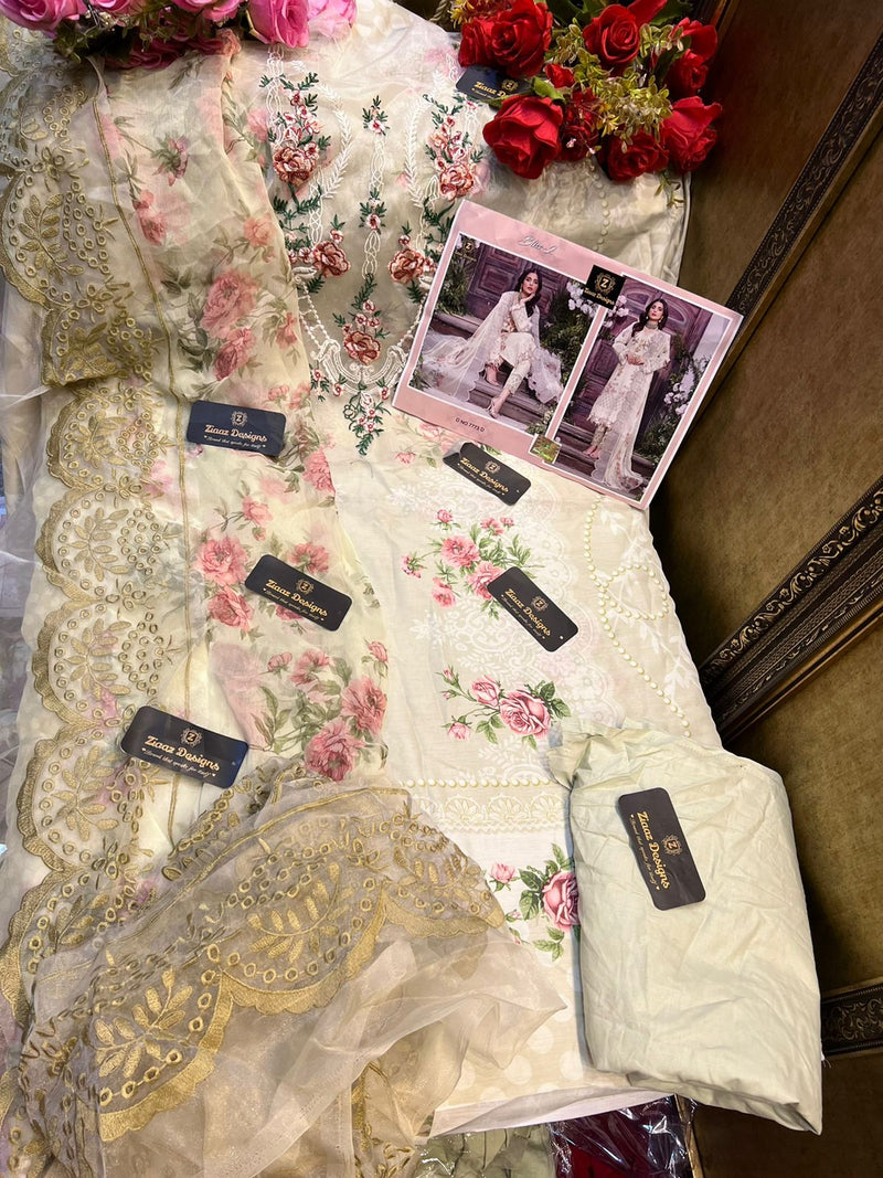 Ziaaz Designs Bliss 2 Muslin Cotton Embroidered Pakistani Style Party Wear Salwar Suits
