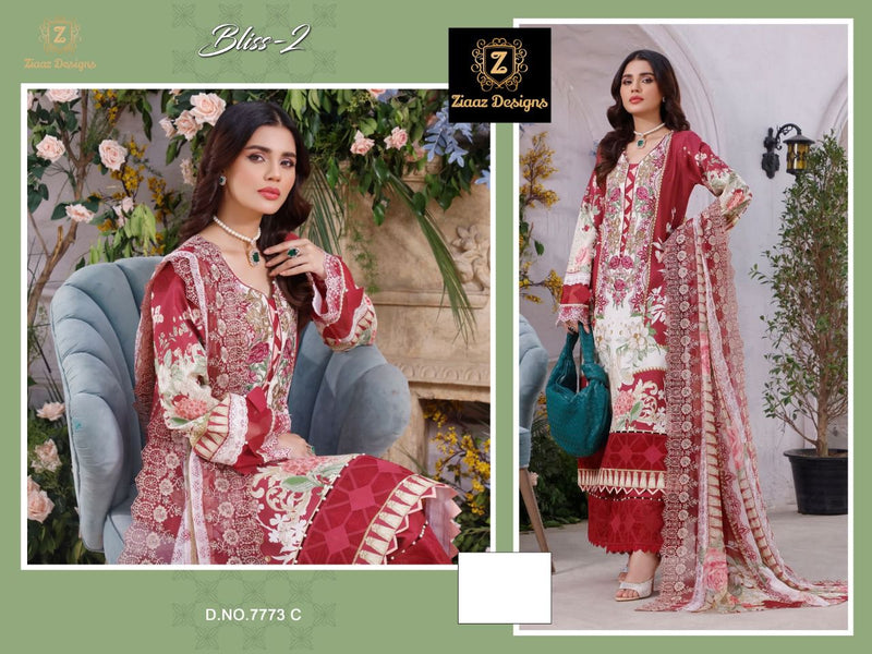 Ziaaz Designs Bliss 2 Muslin Cotton Embroidered Pakistani Style Party Wear Salwar Suits