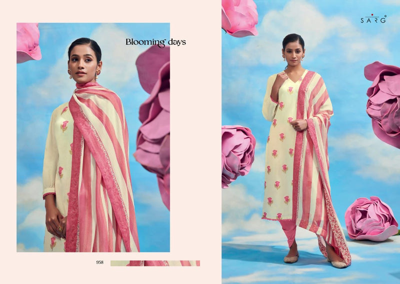 Sarg Blooming Days Fancy Jacquard Digital Printed Fancy Festive Wear Salwar Kameez