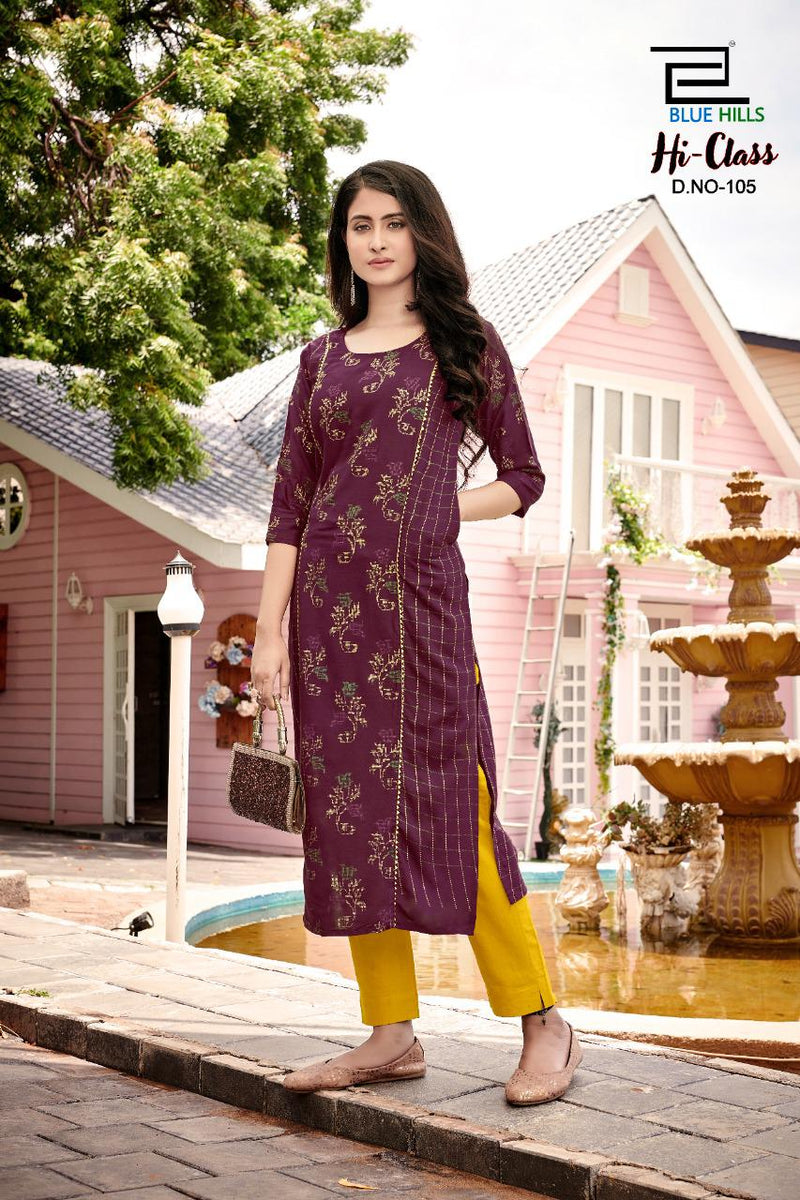 Blue Hills Hi Class Readymade  Rayon Slub Stylish Designer  Fancy Kurti