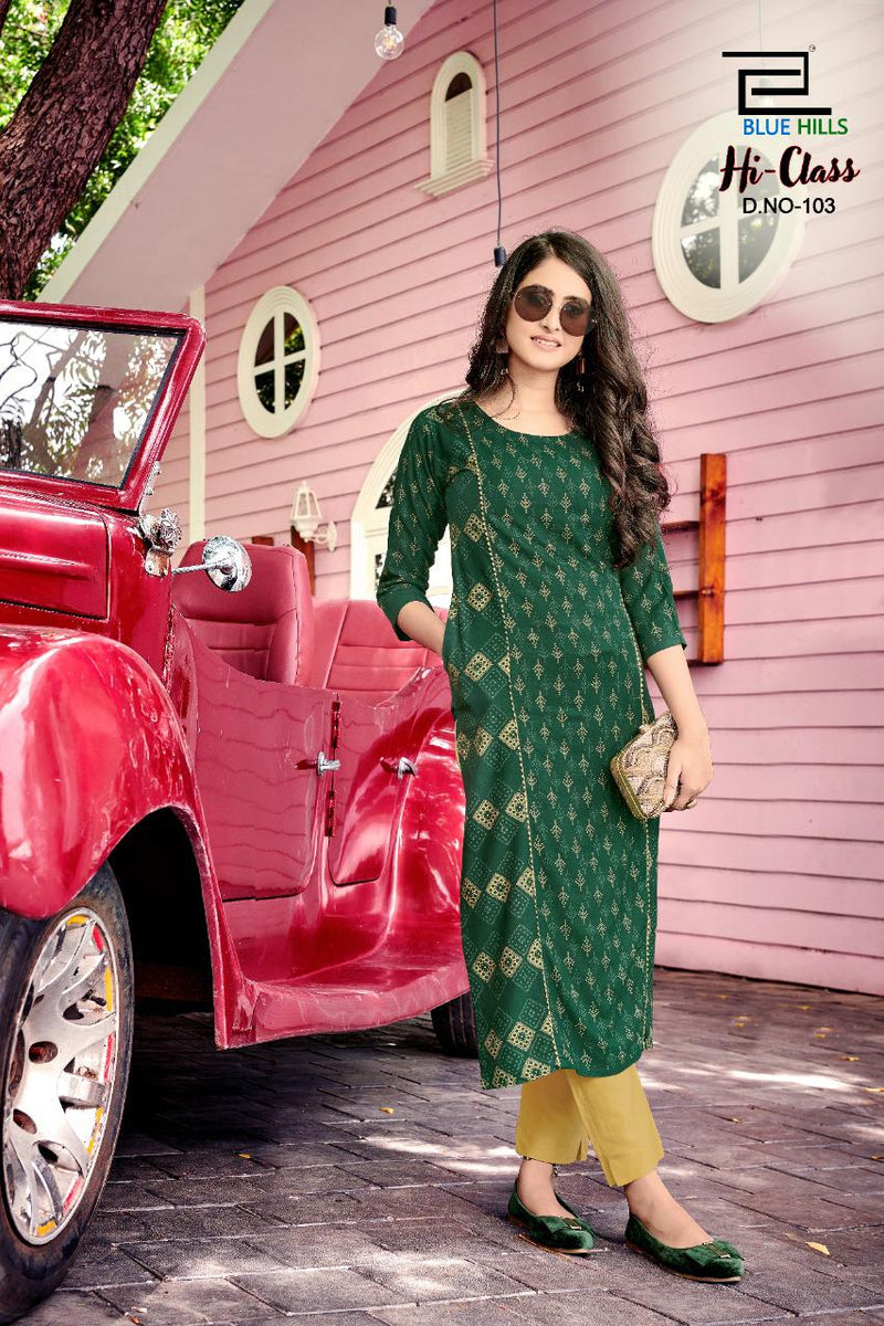 Blue Hills Hi Class Readymade  Rayon Slub Stylish Designer  Fancy Kurti