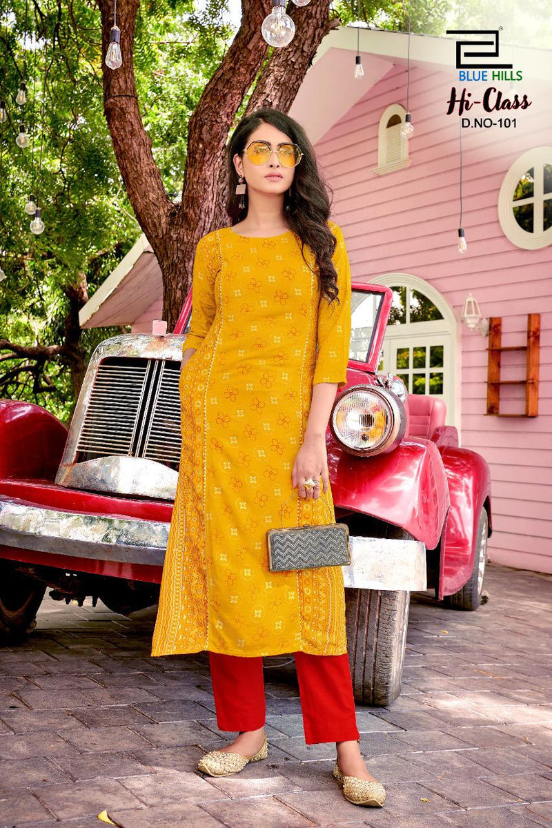 Blue Hills Hi Class Readymade  Rayon Slub Stylish Designer  Fancy Kurti