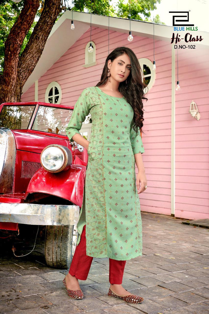 Blue Hills Hi Class Readymade  Rayon Slub Stylish Designer  Fancy Kurti
