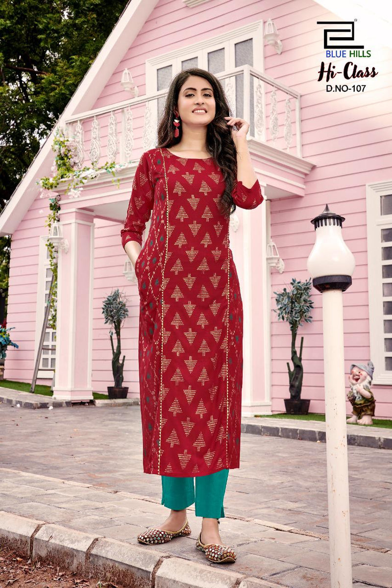 Blue Hills Hi Class Readymade  Rayon Slub Stylish Designer  Fancy Kurti