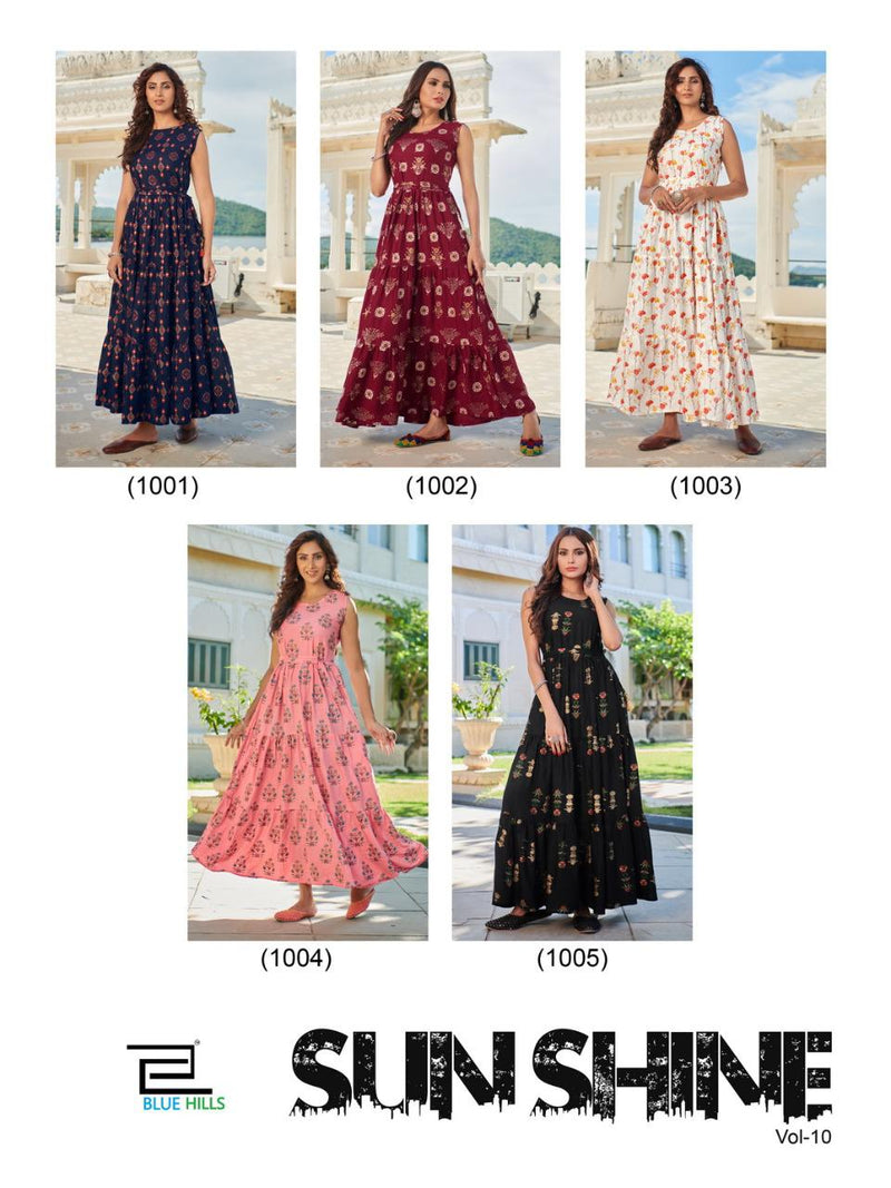 Blue Hills Sunshine Vol 10 Rayon Stylish Designer  Long gown kurti