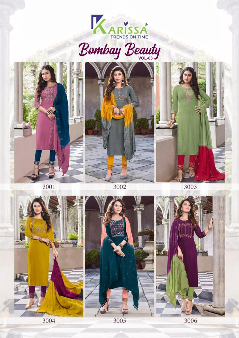 Karissa Bombay Beauty Vol 3 Viscose With Fancy Work Stylish Designer Casual Wear Kurti