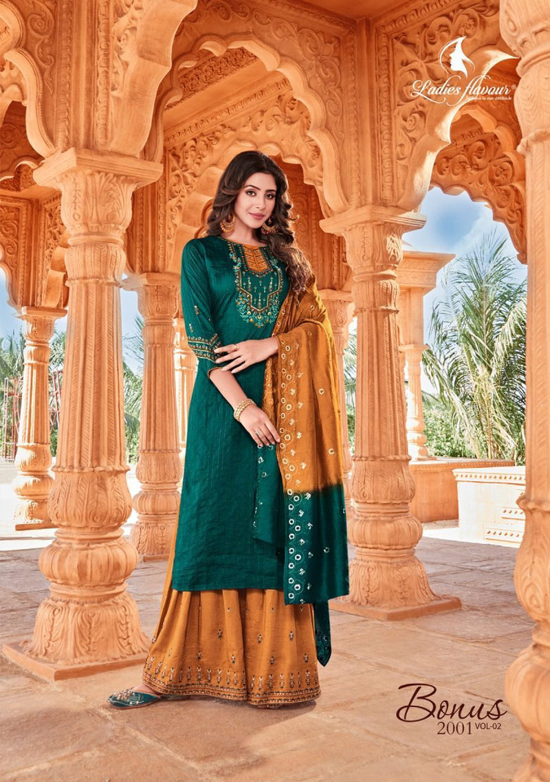 Ladies Flavour Chinon With Fancy Embroidery Work Stylish Designer Festive Wear Sharara