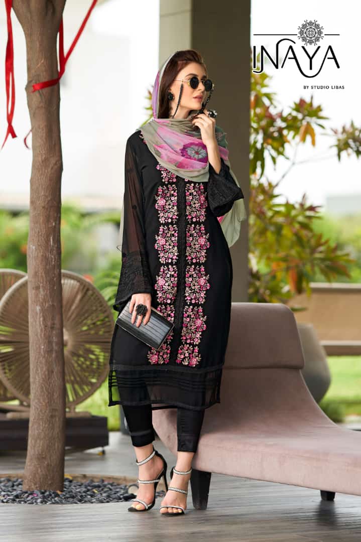 Inaya Libas Bouquet Georgette With Heavy Embroidery Work Stylish Designer Pakistani Kurti