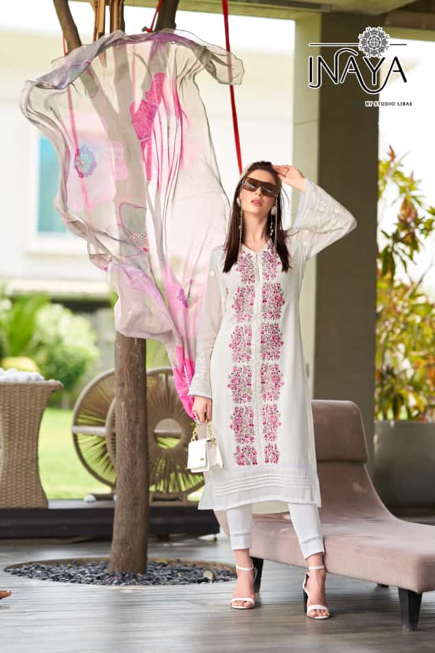 Inaya Libas Bouquet Georgette With Heavy Embroidery Work Stylish Designer Pakistani Kurti