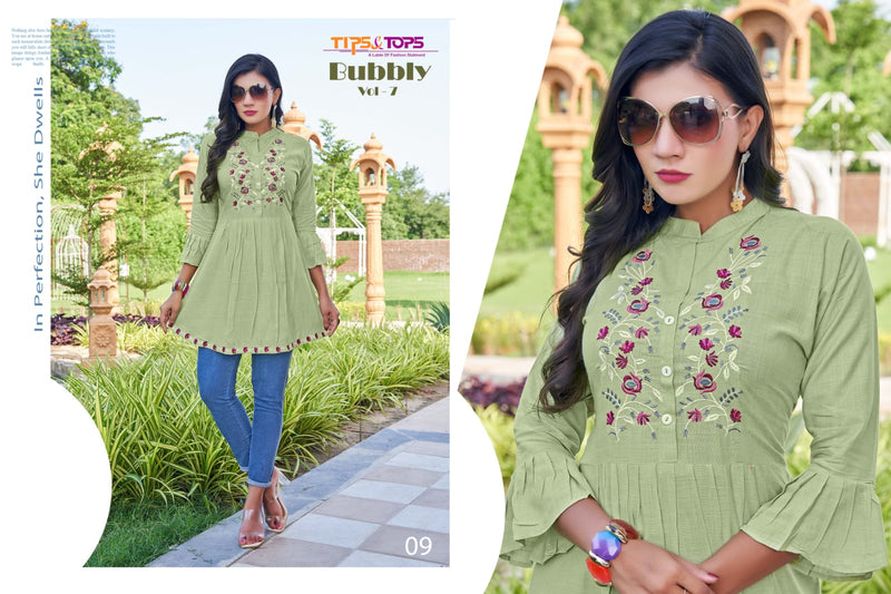 Tips & Tops Bubbly Vol 7 Rayon With Embroidery Work Fancy Western Top stylish Designer Kurti