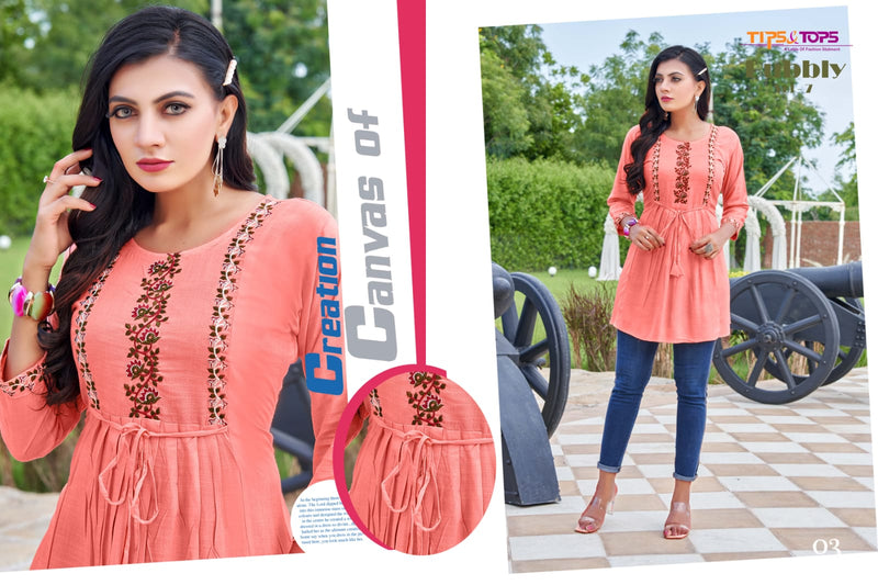 Tips & Tops Bubbly Vol 7 Rayon With Embroidery Work Fancy Western Top stylish Designer Kurti