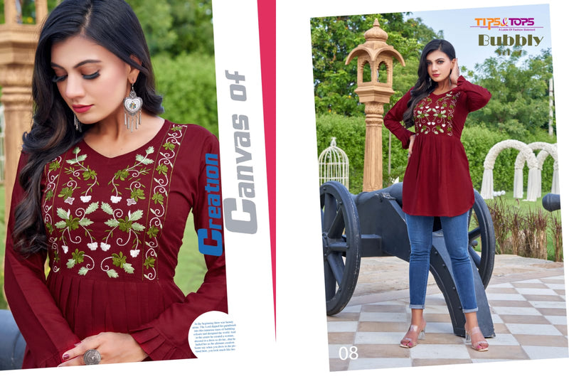 Tips & Tops Bubbly Vol 7 Rayon With Embroidery Work Fancy Western Top stylish Designer Kurti