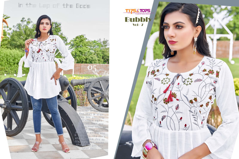 Tips & Tops Bubbly Vol 7 Rayon With Embroidery Work Fancy Western Top stylish Designer Kurti